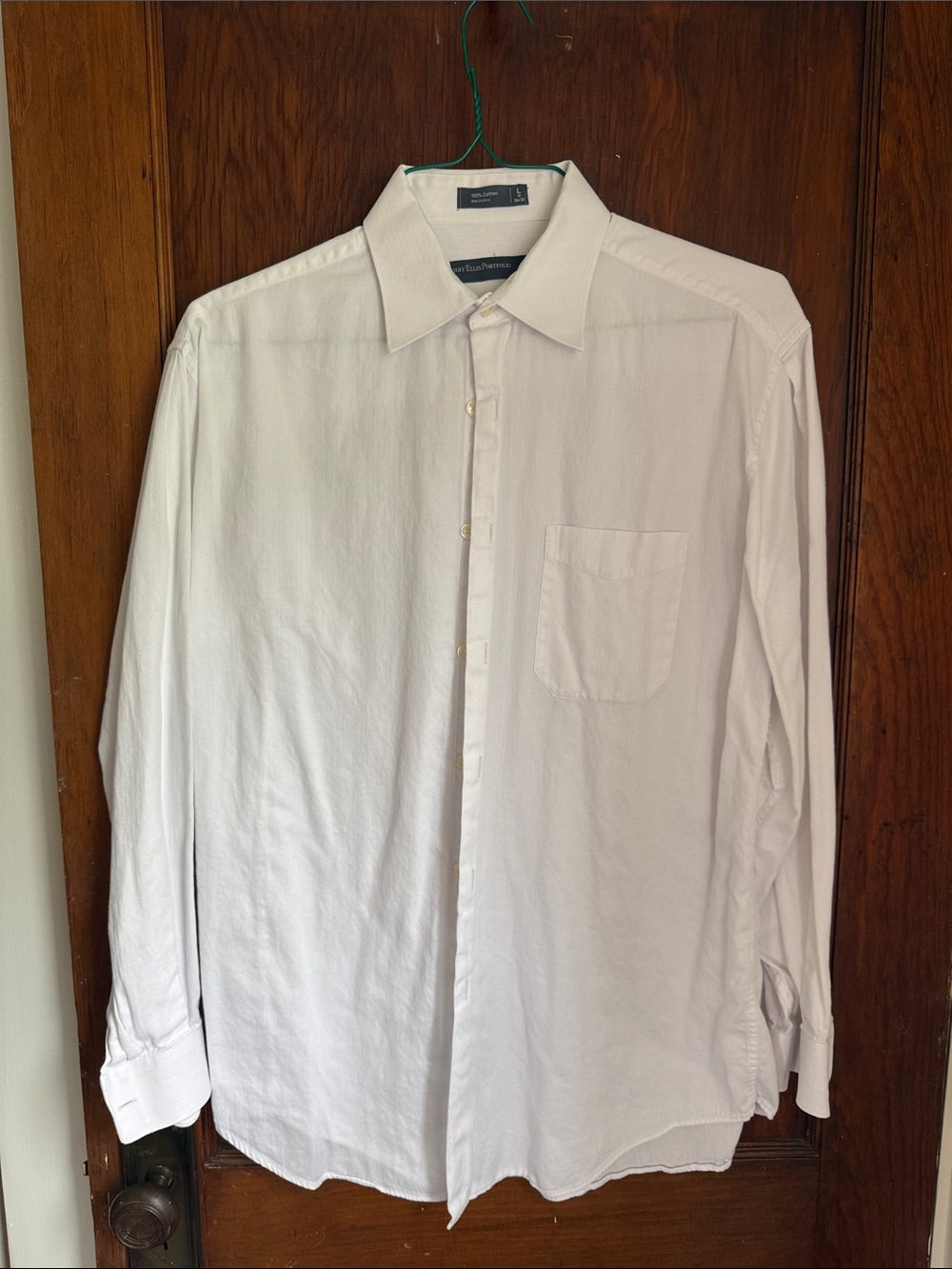 Perry Ellis Portfolio White Long-Sleeve Dress Shirt - Size 16, 34/35